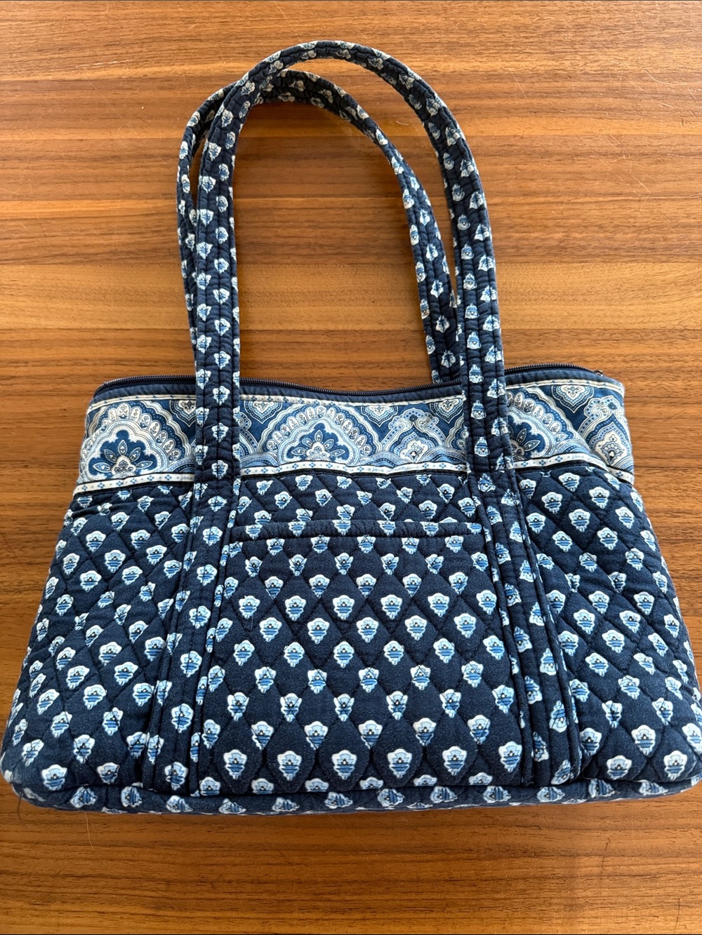 Vera Bradley Quilted Navy Blue Patterned Tote Bag